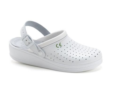 Zoccolo uomo con laccetto in pelle traforata bianco