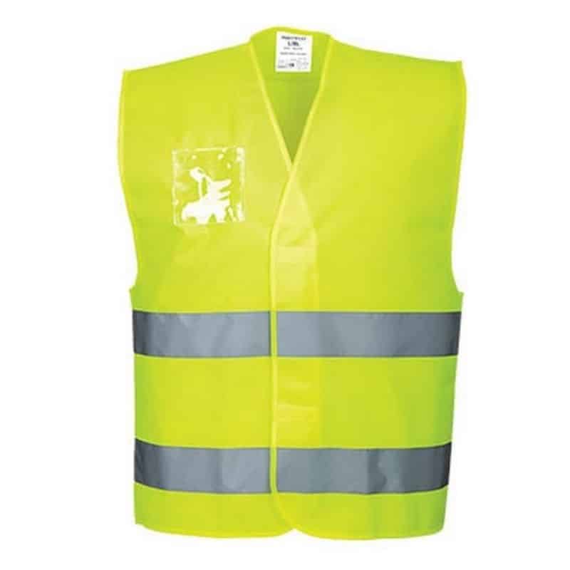 Gilet alta visibilità con porta badge. Chiusura con velcro