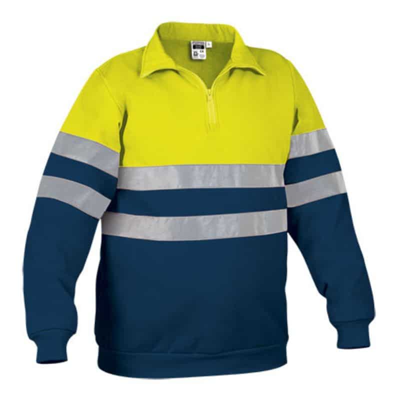 Felpa alta visibilità collo a V mezza zip 100% poliestere