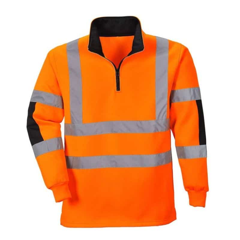 Felpa alta visibilità Rugby mezza zip 65% poliestere 35% cotone
