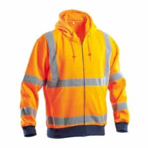 Felpa alta visibilit&agrave; con cappuccio chiusura zip lunga 100% poliestere