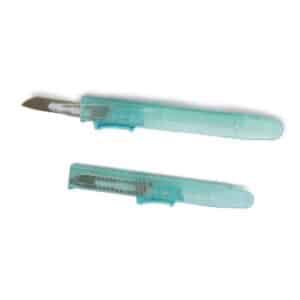 Bisturi chirurgico monouso sterile con lama in acciaio inossidabile retrattile con chiusura di sicurezza