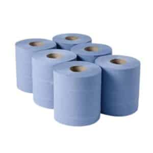 Bobina asciugamano P/O blue ws spirale interna 150  mt 6 rot.