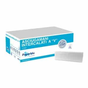 Asciugamani intercalati a v  pura cellulosa 2 veli 3150 tov.