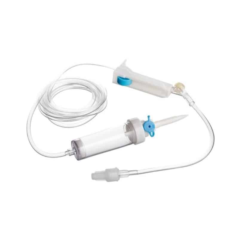 Deflussori per terapie infusionali a 2 vie punto infusione a y con roller terminale Luer Lock tubo Pvc 150 cm.