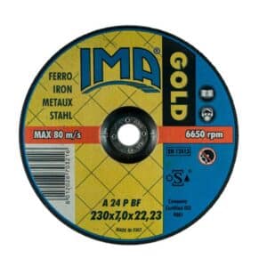 Dischi ima gold centro depresso per molatura ferro diametro mm 115x6,4