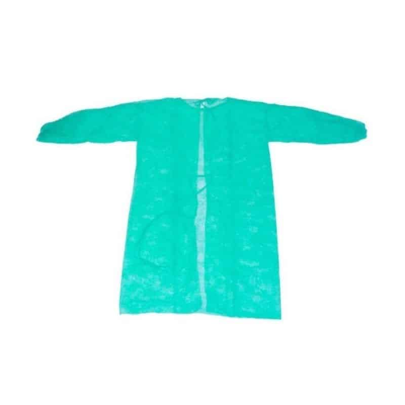 Camice visitatore in TNT senza colletto con elastico al polso colore verde conf. 10 pz