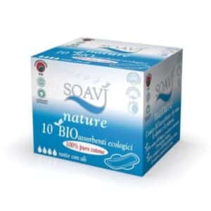 Bioassorbenti ali notte Soav&igrave; 100% puro cotone conf.10 pz