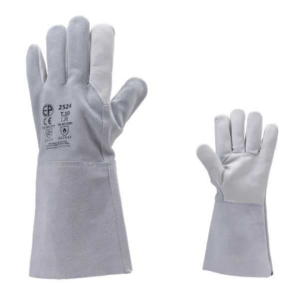 Guanto in pelle crosta manichetta cm. 14